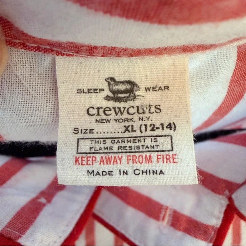 Crewcuts Red Stripe Pajama Set Kids XL / 12-14 Classic Lightweight Summer PJs
